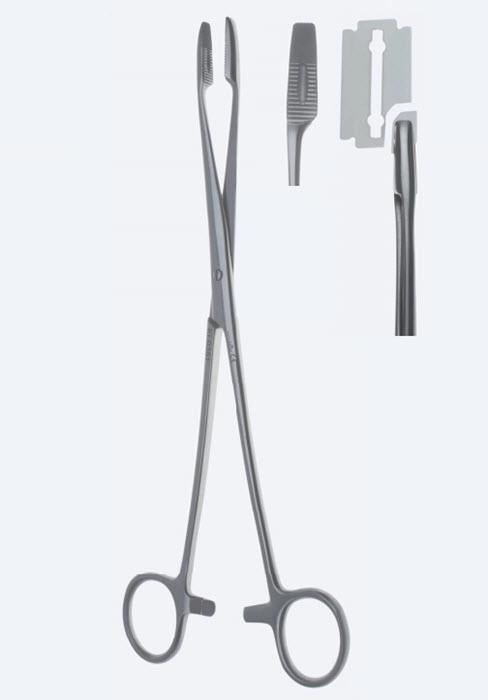 Зажими, хірургічні, для спонжів та операційної білизни, "Maier", прямі, з кремальєрою, загальна довжина 265 мм, 10 1/2"